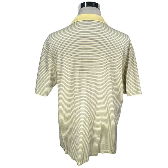 Masters Amen Corner Polo Shirt Men’s XL Yellow Striped 100% Pima Cotton Pullover - Picture 5 of 9